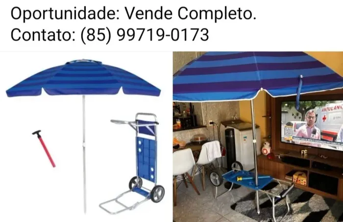 Vendo mesa carrinho e Guarda sol