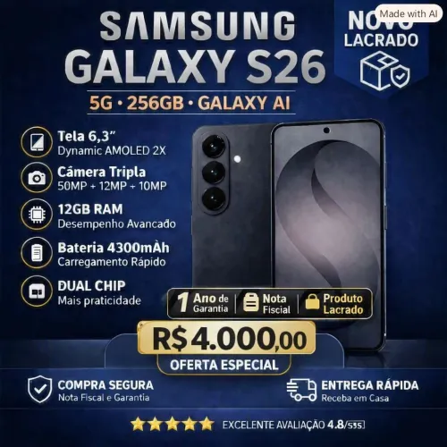 Samsung Galaxy AI S26 256G 12GB RAM NOTA FISCAL 1 ANO GARANTIA