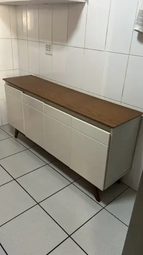 Buffet Aparador Mazza 4 Portas Branco e Cedro