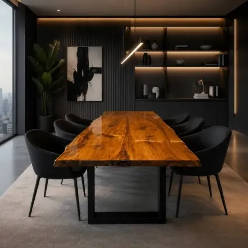 Mesa De Jantar Linha Matiz, Madeira Pinheiro, Para 6 A 8 Lugares -A Pronta Entrega