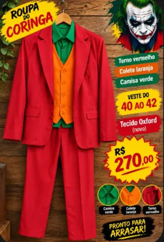 Fantasia do coringa veste 40 a 42 novo
