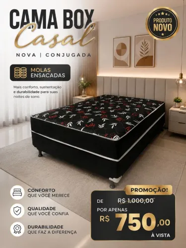 Promoção imperdível por apenas 750 Cama box casal nova com molas ensacadas no plástico