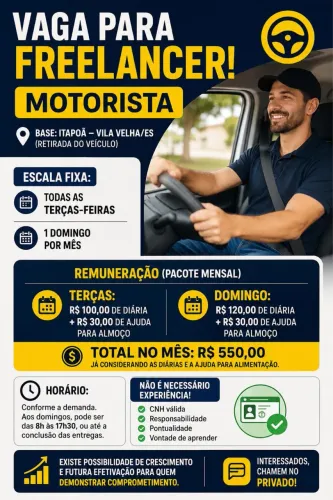Vaga para motorista freelancer 