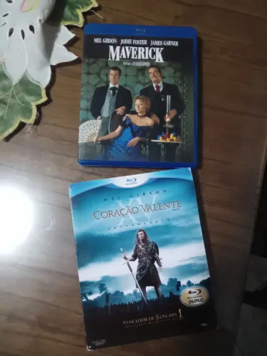 2 blu-ray filmes Mel Gibson Coração Valente duplo e Maverick