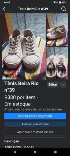 Tênis Beira Rio n°39