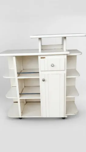 BARZINHO / BALCÃO BUFFET VINTAGE NORTE SUL COM RODINHAS - BRANCO