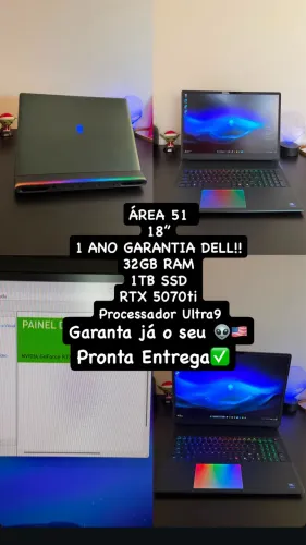 NOTEBOOK ALIENWARE ÁREA 51 5070TI Tela de 18