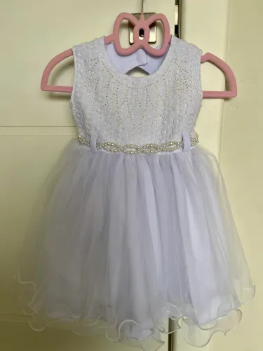 Vestido infantil branco luxo batizado princesa