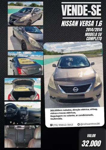 Nissan Versa SV 1.6 16V Flex Fuel 4P Mec. 2014