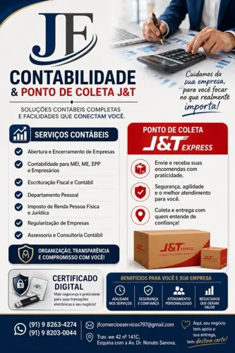 Serviço de contabilidade e ponto de coleta J&T (transportes e lógica)