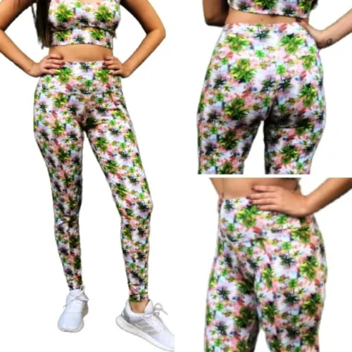 Calça Legging Fitness Feminina Estampada tecido Poliamida+Elastano Academia Dia-a-Dia