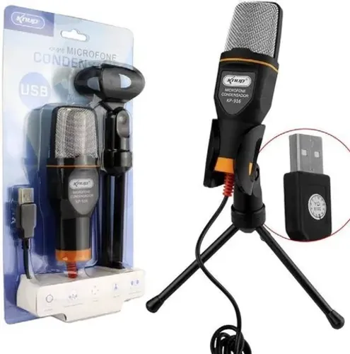Microfone Knup Kp-916 Condensador Omnidirecional Cor Preto/cinza