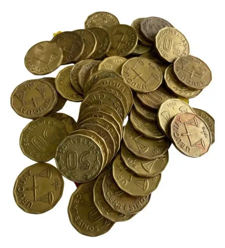 100 moedas 50 centésimos uruguaia uruguai para fazer aliança amarela