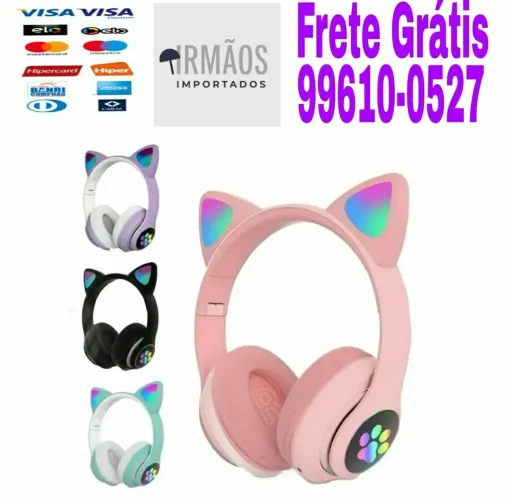 Fone Gatinho Bluetooth RGB