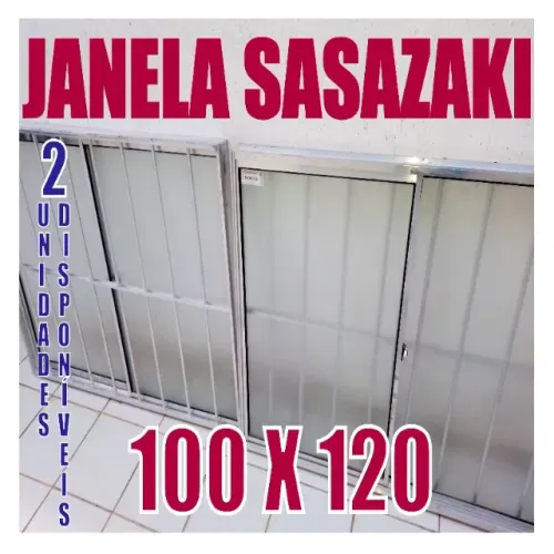 2 Janelas de alumínio da Marca ALUMIFORTE com grade 1,00 x 1,20 estilo Sasazaki.
