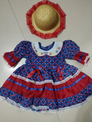 Vestido junino infantil com chapéu Baby 