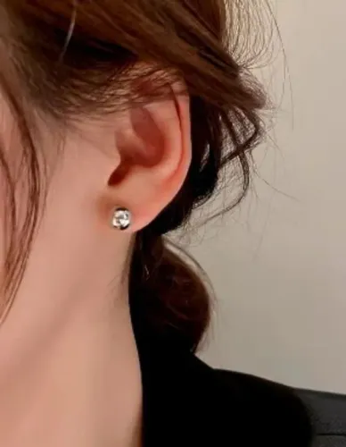 Brinco de bolinha banhado a prata