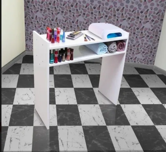 Mesa para Manicure Branca com Prateleiras