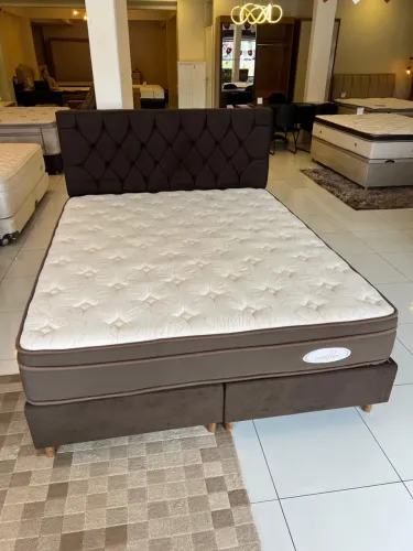 Conjunto Cama Box Queen Size Maxflex Base Box +Colchão+Cabeceira Seminova - ENTREGO