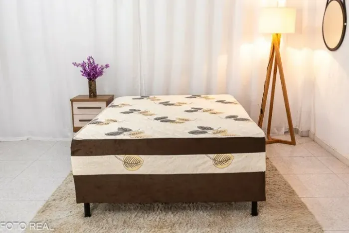 cama box casal suede marrom