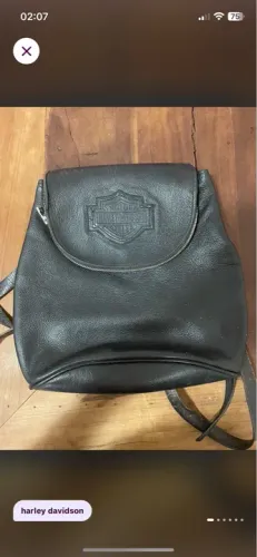 Mochila de costas viagem couro legítimo original Harley Davidson Preta