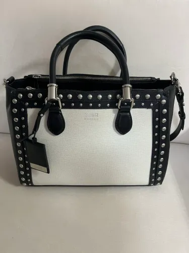 Bolsa couro Schultz preta e branca original 