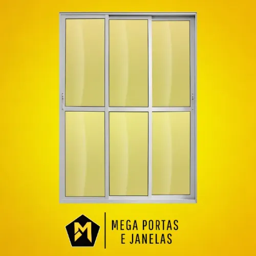Porta Sacada Três folhas Alumínio Branco - Linha 25 (Completa)