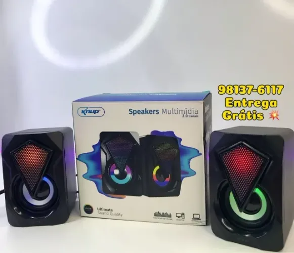 Caixinha De Som Para Pc Com Entrada P2 Usb Led Cor Preto 110