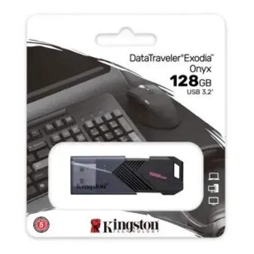 PEN DRIVE DATATRAVELER EXODIA ONYX 128GB KINGSTON USB 3.2 PRETO - DTXON/128GB