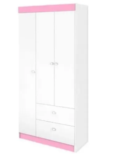 Guarda roupa infantil branco/rosa 