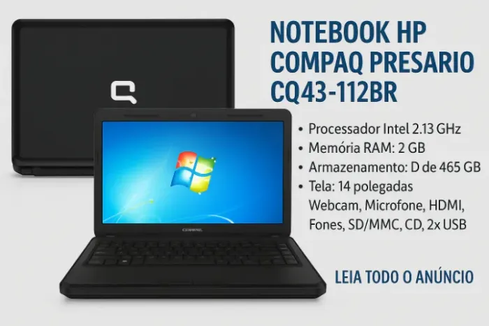 Notebook HP Compaq CQ43-112BR - funcionando com Windows 10