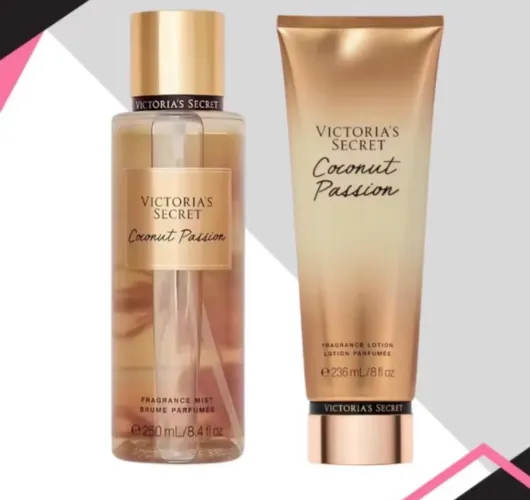 kit victorias secrets coconut passion body splash e creme corporal 