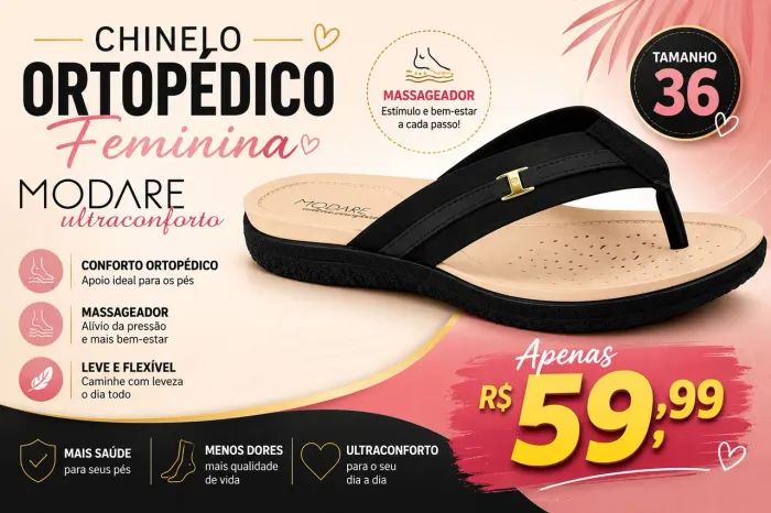 Chinelo Ortopédico Fem Modare Ultraconforto Massageador TAM 36
