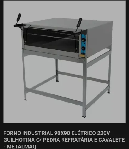 Forno Industrial 90x90 Elétrico 220V Guilhotina C/ Pedra Refratária E Cavalete - Metalmaq
