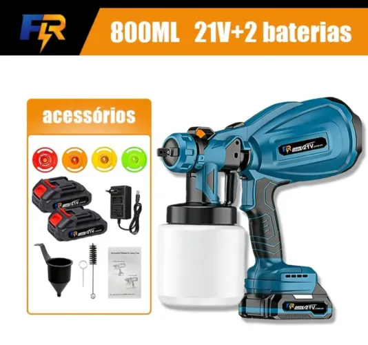 Pistola de Spray Elétrica a Lítio para pinturas e limpezas - Capacidade 800 ml