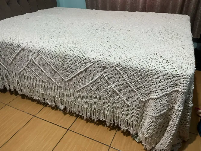 Colcha de crochê Casal em barbante