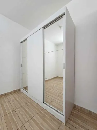 Guarda-Roupa Casal Madesa Reno 3 Portas de Correr com Espelhos Branco