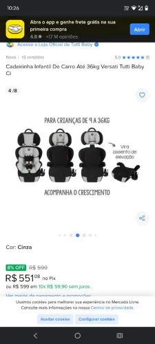 Vendo uma cadeira de carro ela vira acento da marca Tutti até 36 kl conservda