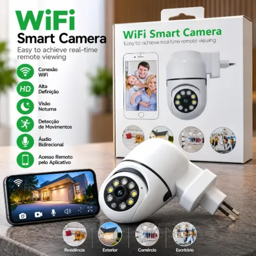 Câmera de segurança Wi-Fi lâmpada 5G de tomada