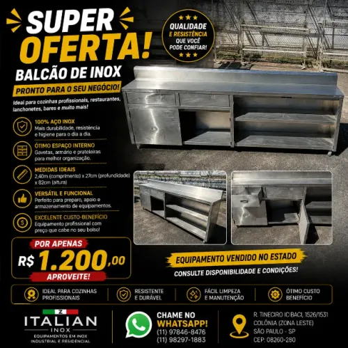 Balcão de Inox 2,40m