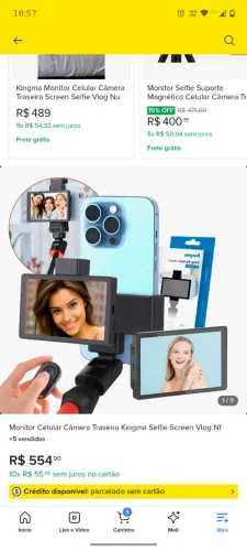 Monitor Celular Câmera Traseira Kingma Selfie Screen Vlog NF