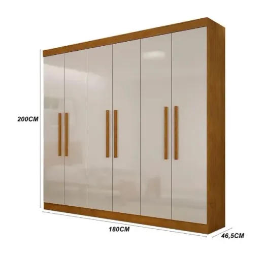 Guarda-Roupa Casal 6 PT Imbuia e Off White (usado)