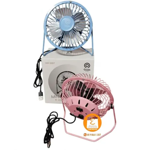 Mini Ventilador de Mesa com fio USB - Azul ou Rosa