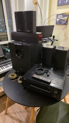 Home Theater Denon AVR-1312 + Kit Onkyo SKR-590 + Subwoofer Ativo SKW-591