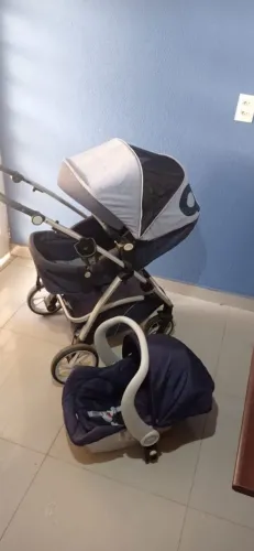Carrinho de bebê Galzerano -Dzieco Azul e Cinza