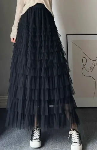 Saia de tule em camadas
