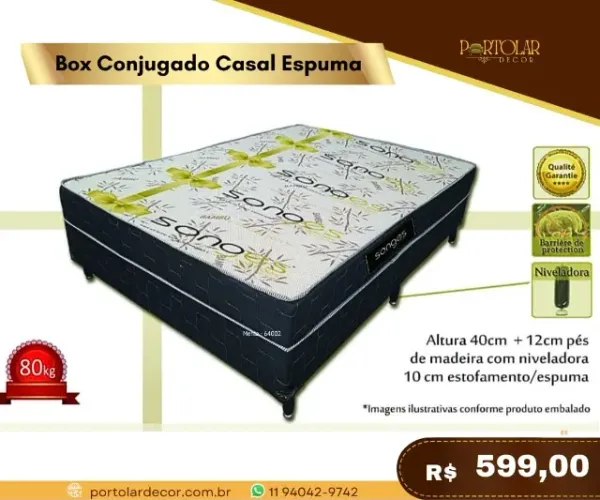 Box conjugado casal espuma, a pronta entrega