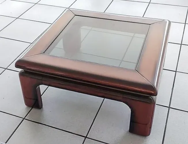 Mesa Lateral Madeira maciça Laqueada com vidro