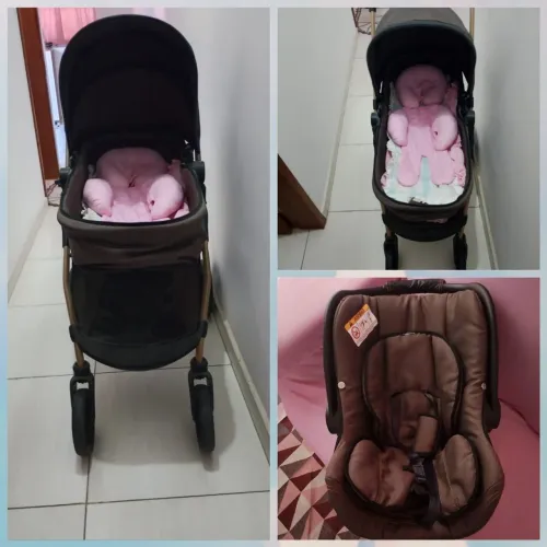 Carrinho Galzerano Moisés com bebê conforto 
