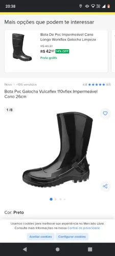 2 PARES DE BOTA VULCAFLEX PVC PRETA SEM BICO TAMANHO41
